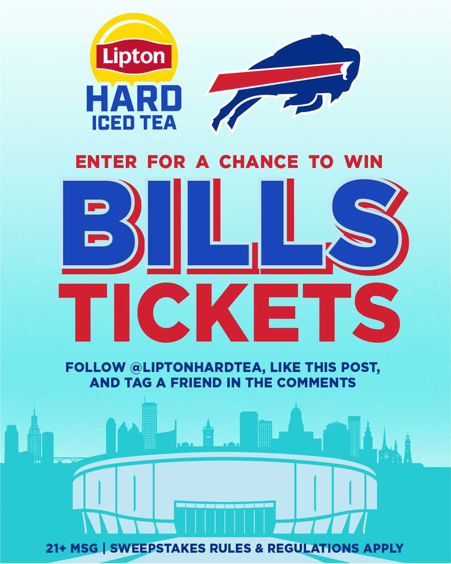 A graphic that reads enter for a chance to win bills tickets, FOLLOW @LIPTONHARDTEA, LIKE THIS POST, AND TAG A FRIEND IN THE COMMENTS